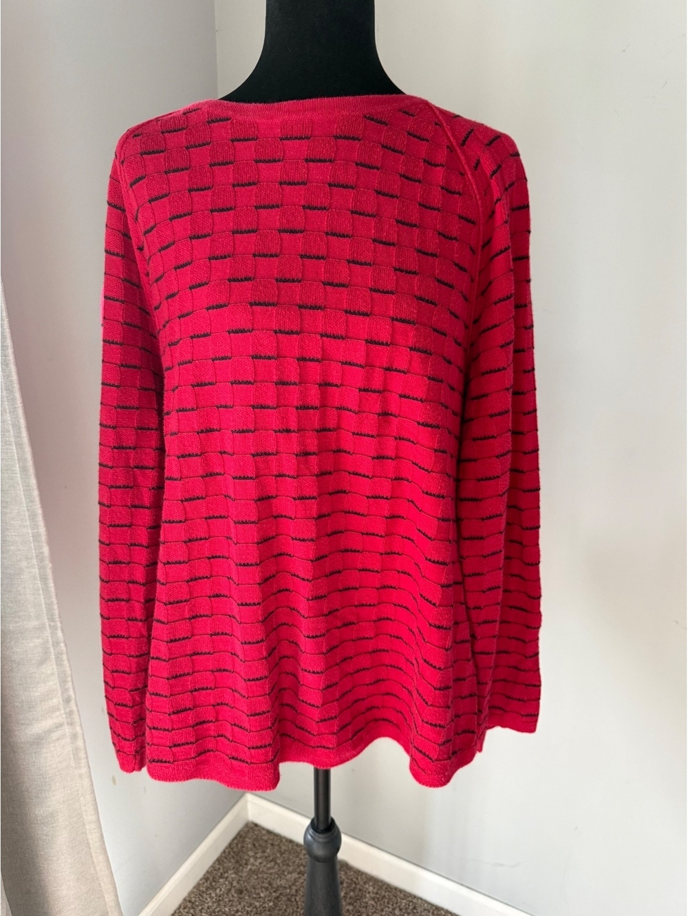 Karen Scott Red Textured Cotton Pullover Sweater XL